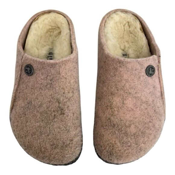Birkenstock Zermatt Kids Size EU 32 US 1 Shearling Wool Felt Soft Pink Clogs - Picture 3 of 9